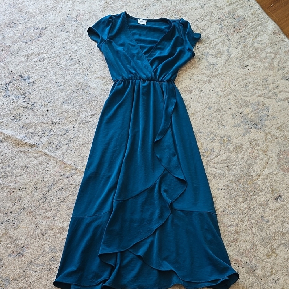 Elegant Teal Wrap Dress
